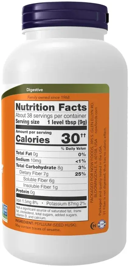 Now Psyllium Husk Powder Fibre Supplement 340g