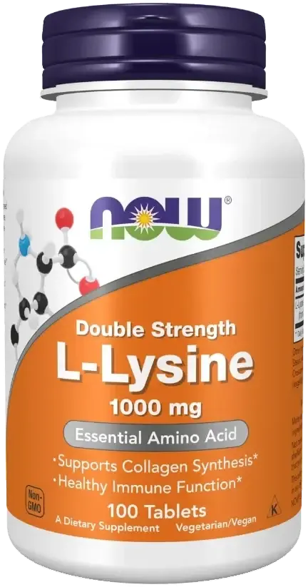 Now L-Lysine Double Strength Immune & Skin Support Tablets 1000mg 100s pack