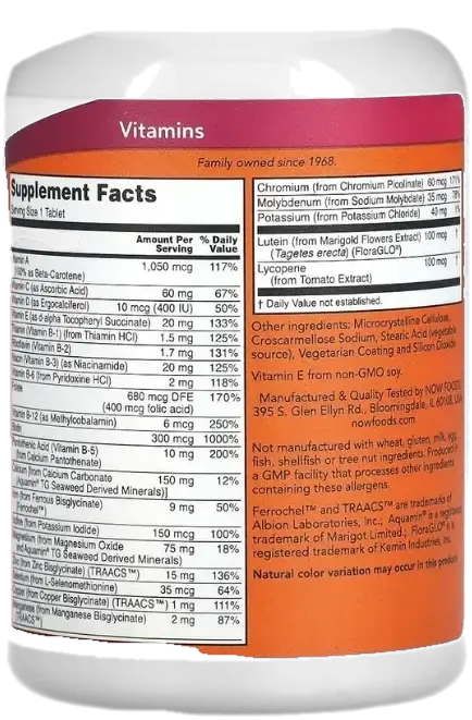 Now Daily Vits Multivitamin & Mineral with Lutein & Lycopene Tablets 100s