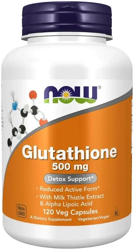 Now Glutathione Antioxidant Supplement with Milk Thistle & ALA 500mg 60 Capsules pack