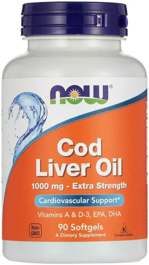 Now Cod Liver Oil Cardiovascular Support Softgels 1000mg 90s pack
