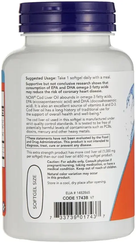 Now Cod Liver Oil Cardiovascular Support Softgels 1000mg 90s