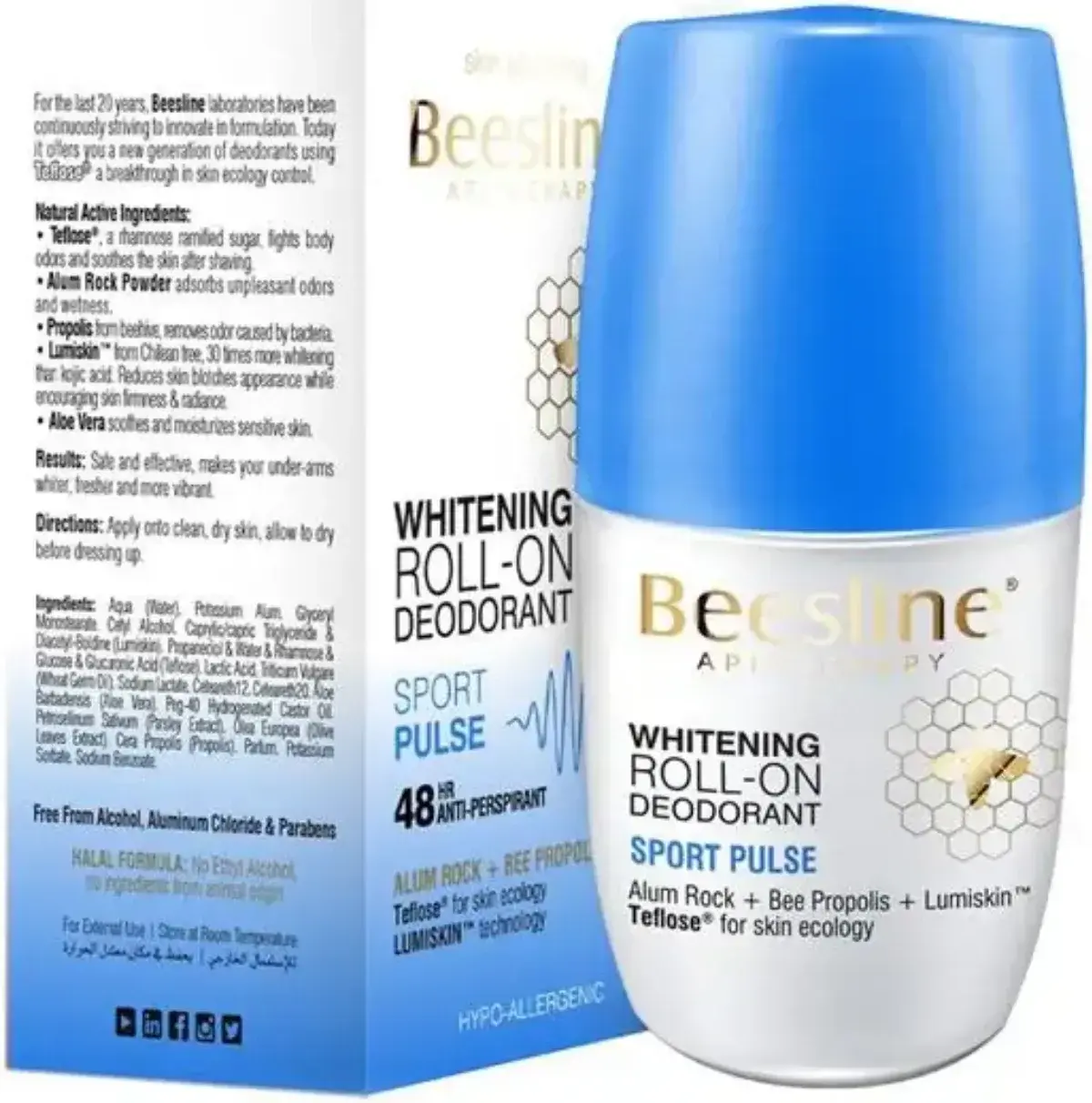 Beesline Whitening Sport Pulse Deodorant Roll-On 50ml pack