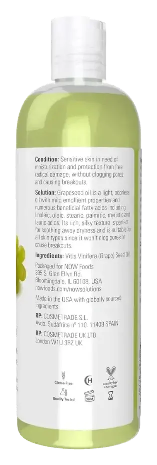 Now Solutions Moisturising Face & Body Oil with Grape Seed Oil 118mL