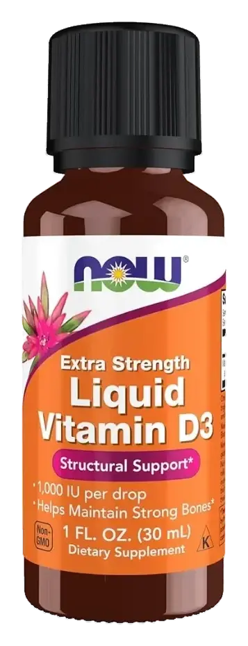Now Vitamin D3 1000IU Bone Support Liquid Drops 30mL pack