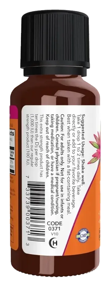 Now Vitamin D3 1000IU Bone Support Liquid Drops 30mL