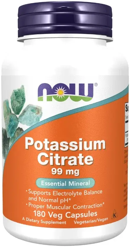 Now Potassium Citrate Electrolyte Balance Veg Capsules 99mg 180s pack