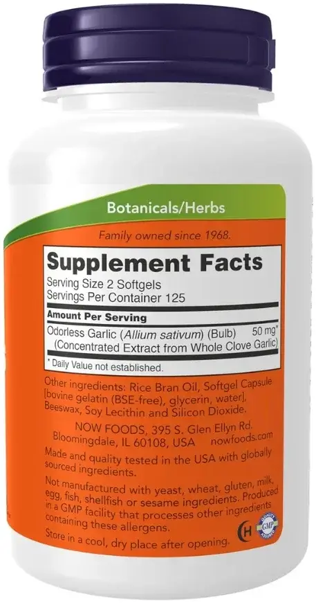 Now Odourless Garlic Cardiovascular Support Softgels 100s