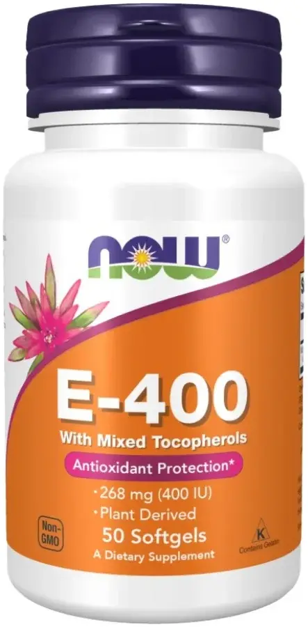 Now Vitamin E 400IU with Mixed Tocopherols Antioxidant Softgels 50s pack