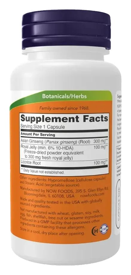 Now Ginseng & Royal Jelly Energy & Vitality Capsules 90s