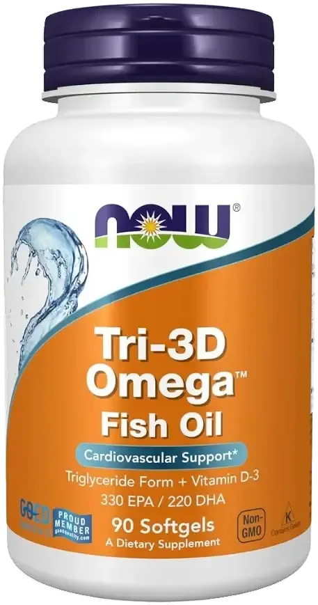 Now Tri-3D Omega-3 with Vitamin D3 Cardiovascular Support Softgels 90s pack