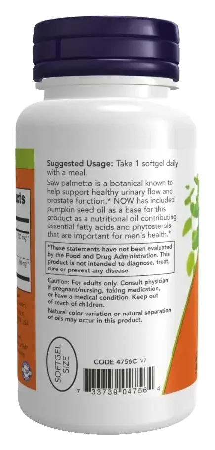 Now Saw Palmetto Extract Men's Prostate Health Softgels 320mg 90s