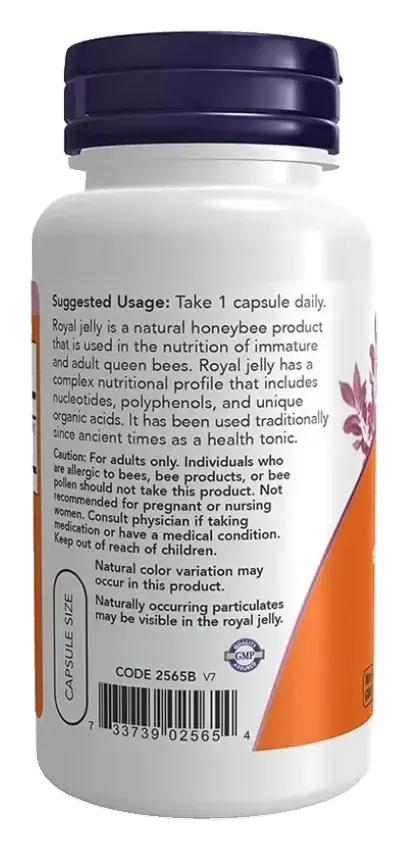 Now Royal Jelly Freeze-Dried Energy & Immunity Capsules 1500mg 60s