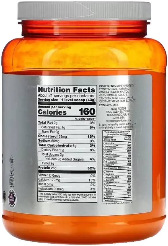 Now Whey Protein Natural Vanilla Flavour Powder 907g