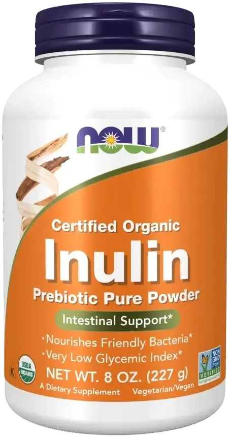 Now Organic Inulin Prebiotic Fibre Powder 227g pack