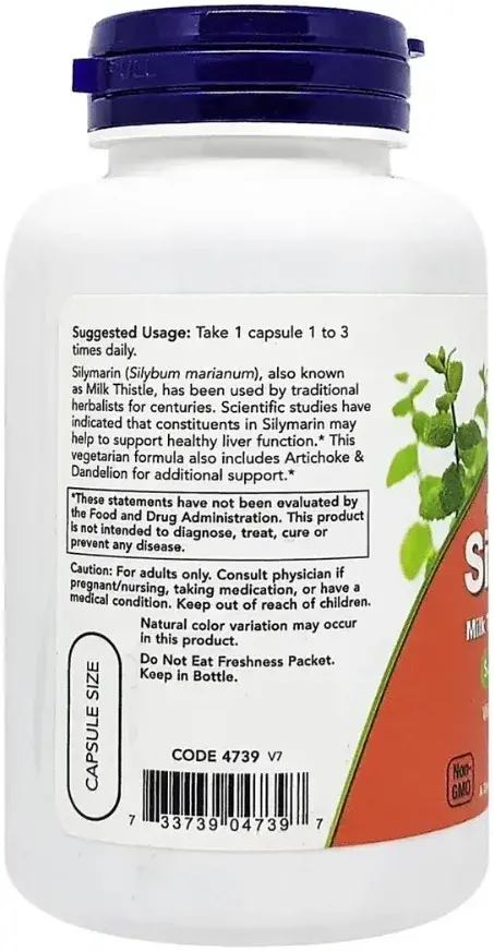 Now Silymarin Milk Thistle Liver Support Veg Capsules 300mg 100s