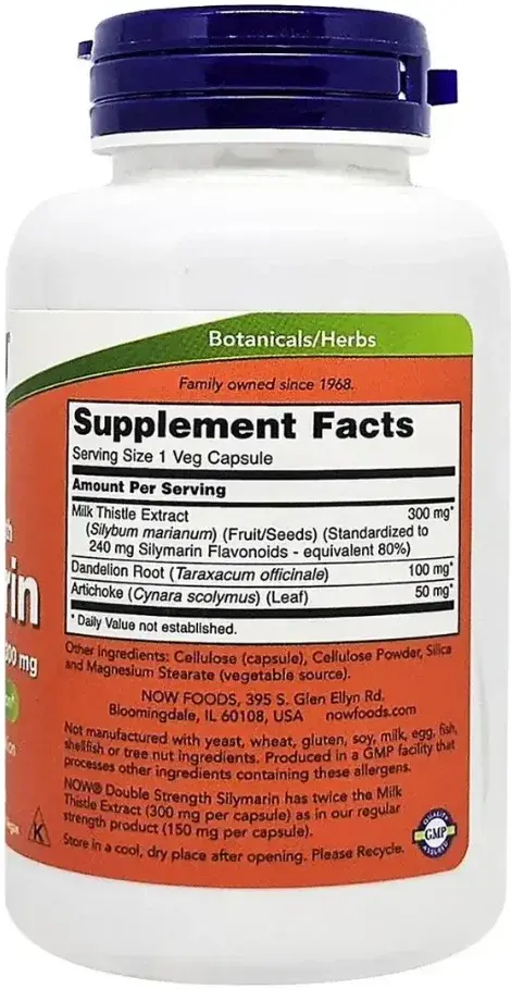 Now Silymarin Milk Thistle Liver Support Veg Capsules 300mg 100s