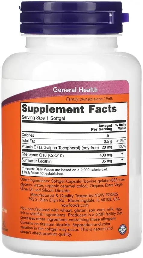 Now CoQ10 Cardiovascular & Energy Support Softgels 400mg 60s