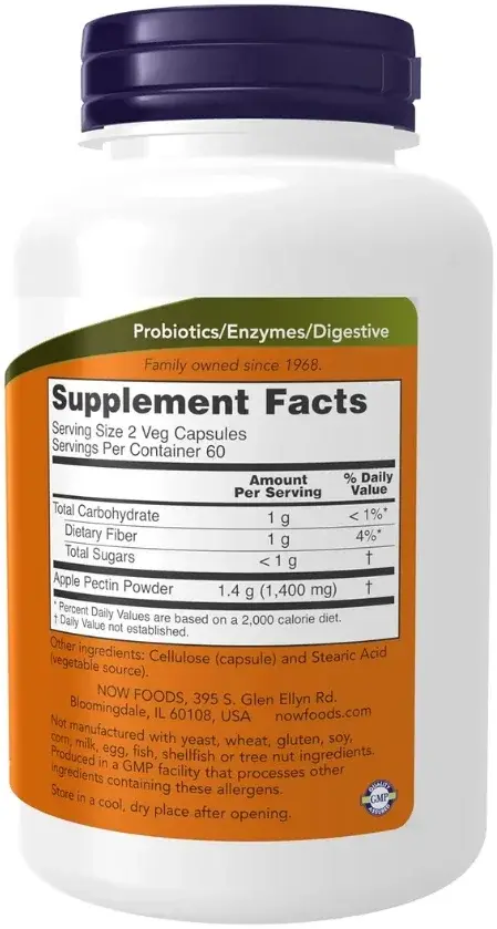 Now Apple Pectin Digestive & Cholesterol Support Capsules 700mg 120s