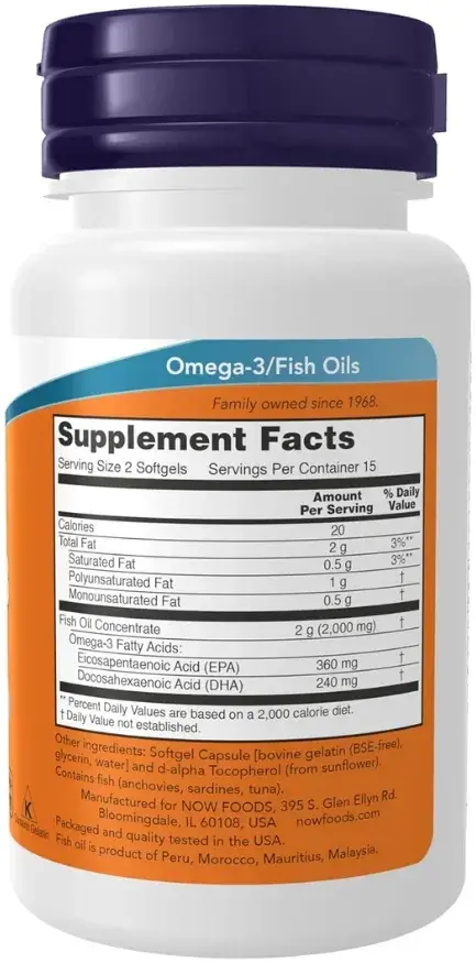 Now Omega-3 Fish Oil Cardiovascular Support Softgels 1000mg 30s