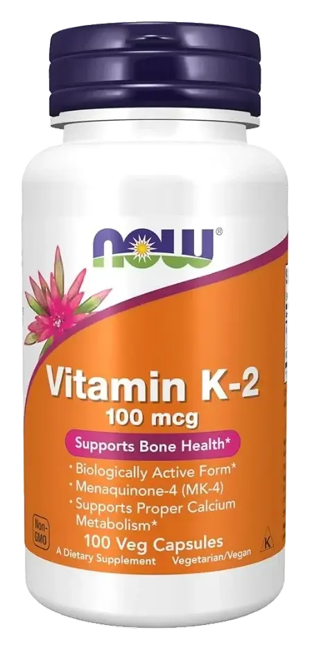 Now Vitamin K-2 Bone & Vascular Support Capsules 100mcg 100s pack