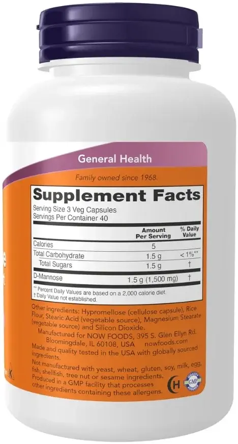 Now D-Mannose Urinary Tract Support Capsules 500mg 120s