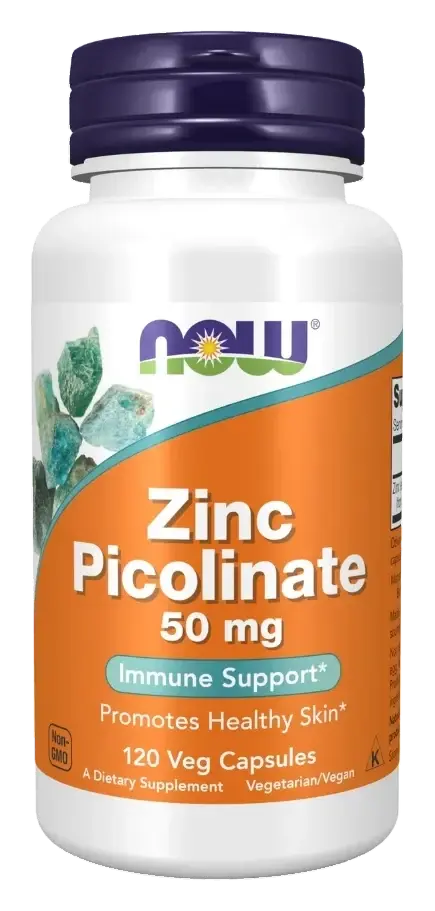 Now Zinc Picolinate Immune & Enzyme Function Capsules 50mg 120s pack