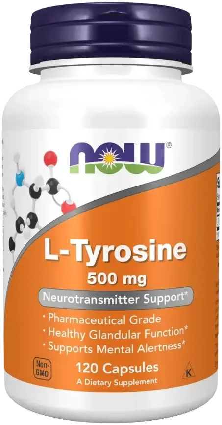 Now L-Tyrosine Neurotransmitter & Focus Support Capsules 500mg 120s pack
