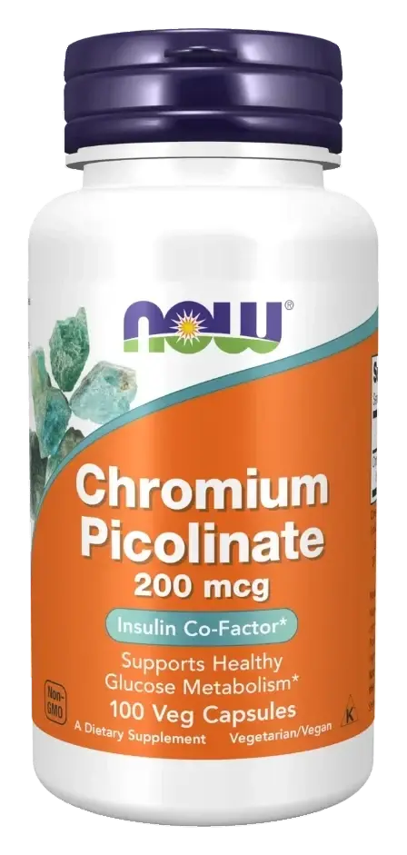 Now Chromium Picolinate Glucose Metabolism Support Capsules 200mcg 100s pack