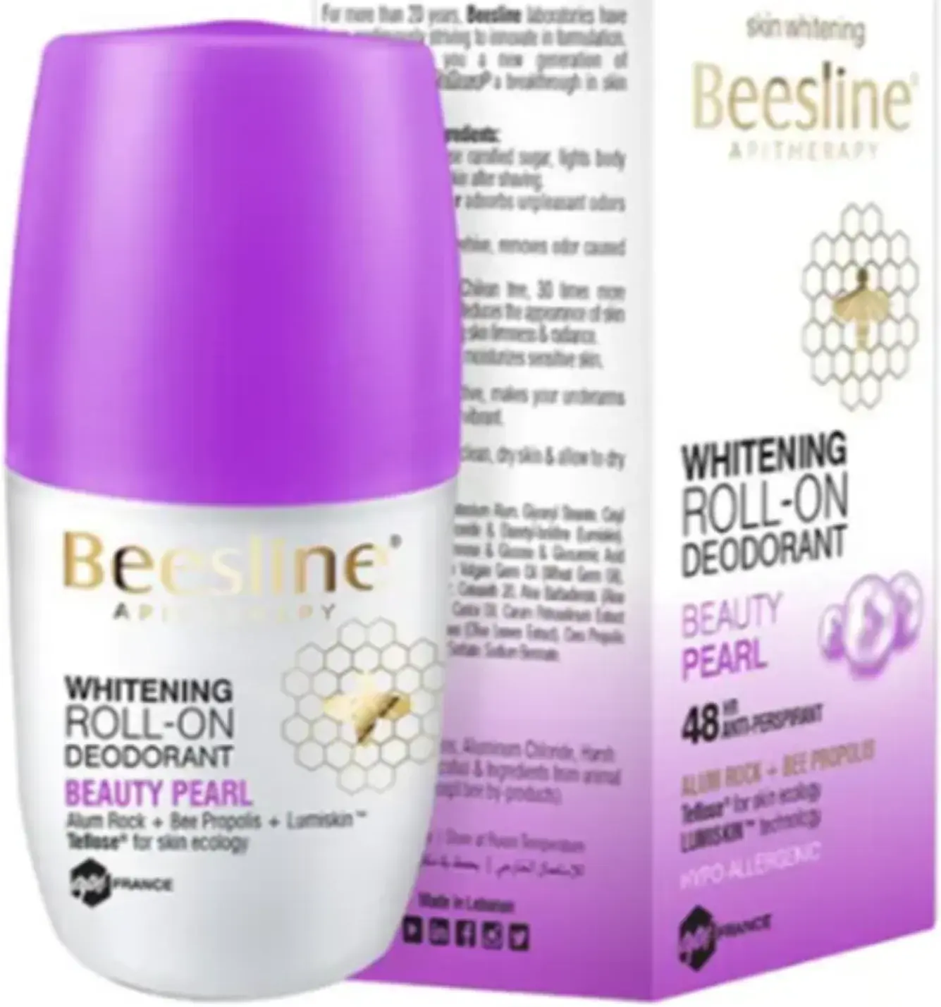 Beesline White Beauty Pearl Whitening Deodorant Roll-On 50ml pack