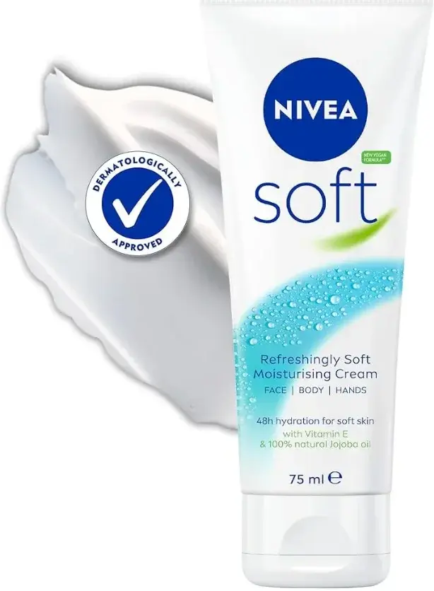Nivea Soft Moisturising Cream for Face Hands & Body 75mL pack