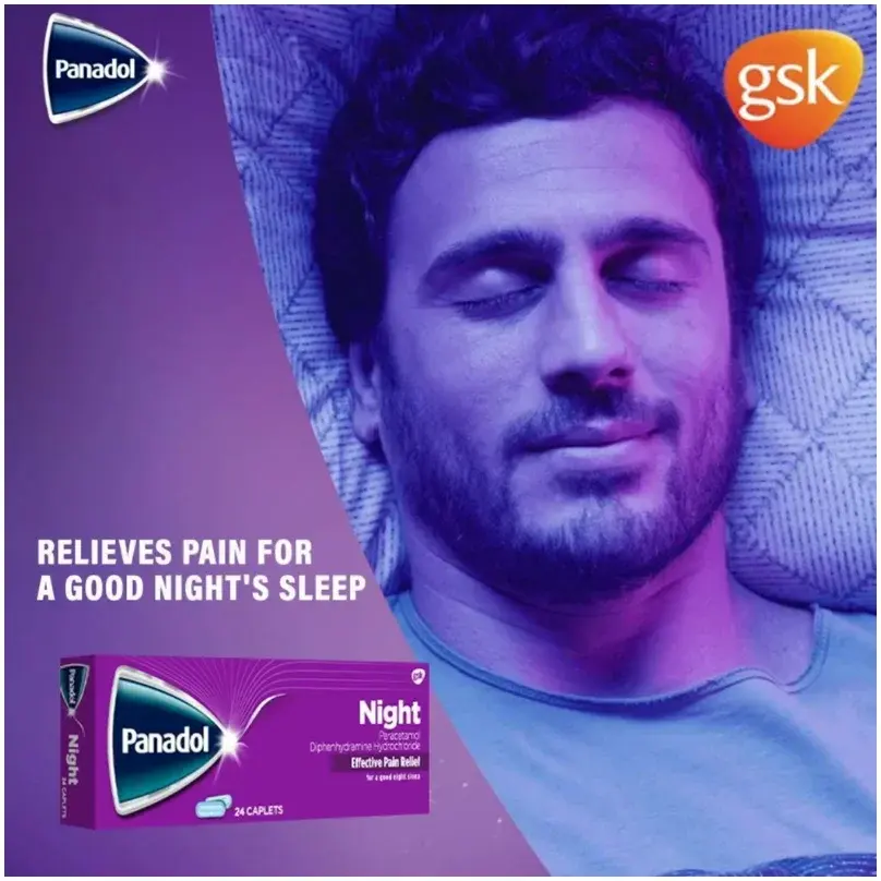 Man sleeping peacefully – Panadol Night relieves pain for a good night's sleep