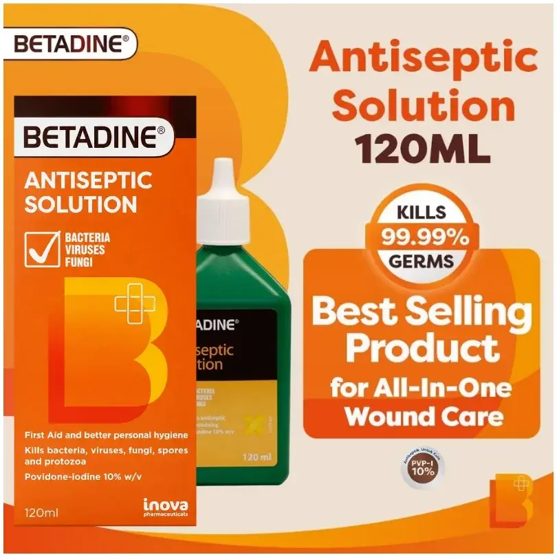 Betadine Povidone-Iodine Antiseptic Wound Cleansing Solution 120ml