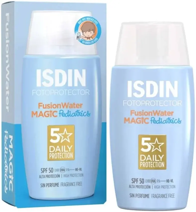 Isdin Pediatric Fusion Water SPF50+ Wet Skin Sunscreen 50mL pack