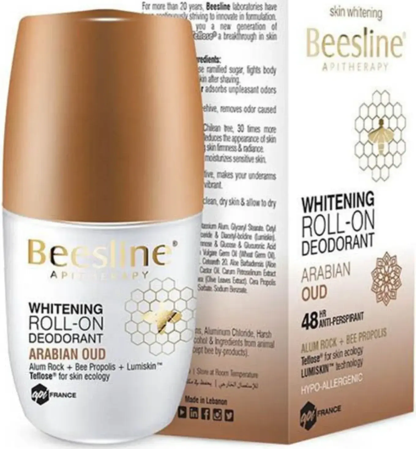 Beesline Whitening Arabian Oud Deodorant Roll-On 50ml pack