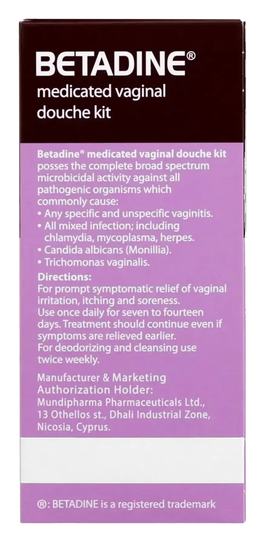 Betadine Povidone-Iodine Vaginal Infection Treatment Kit 250ml