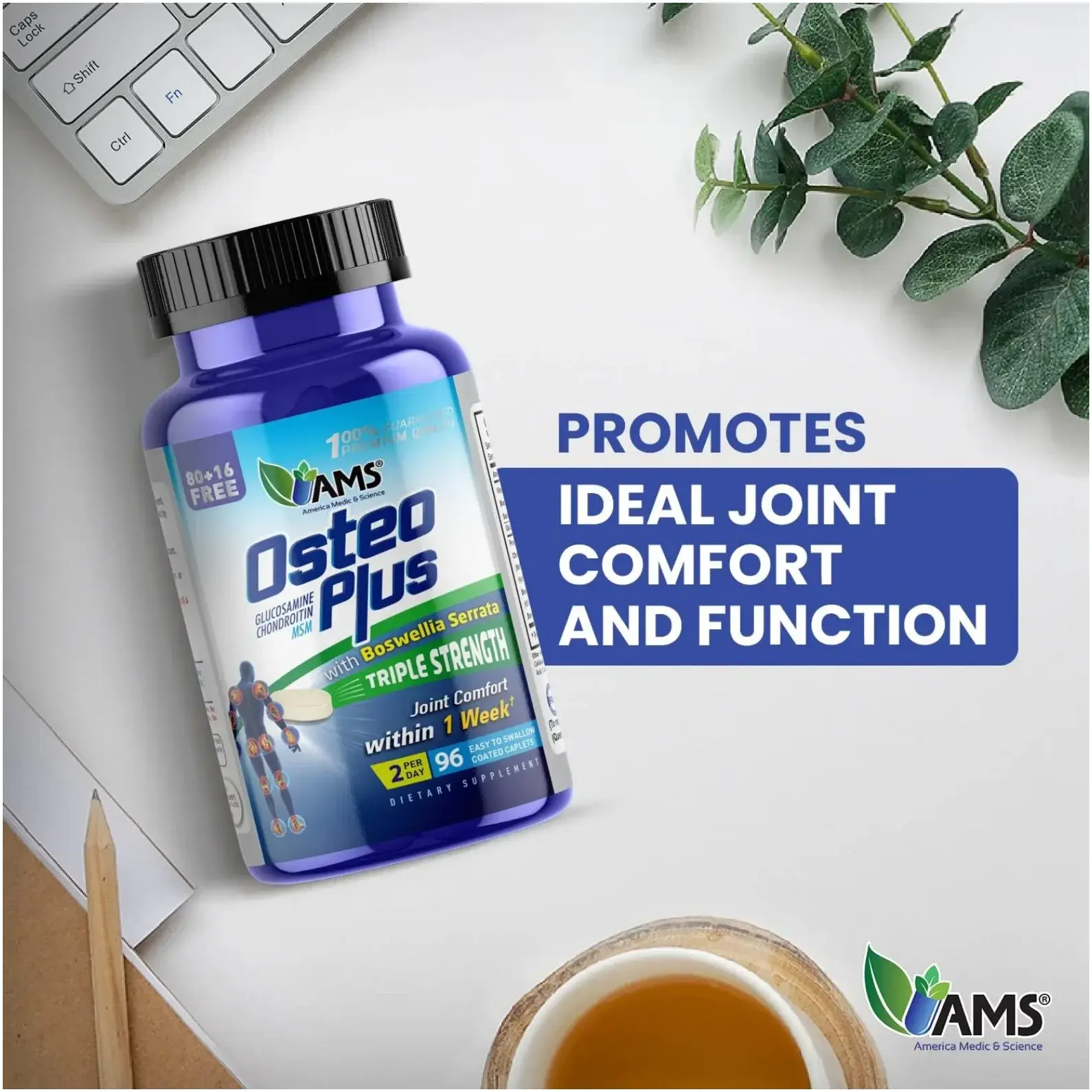 AMS Osteo Plus Bone & Joint Health Support Capsules 96s