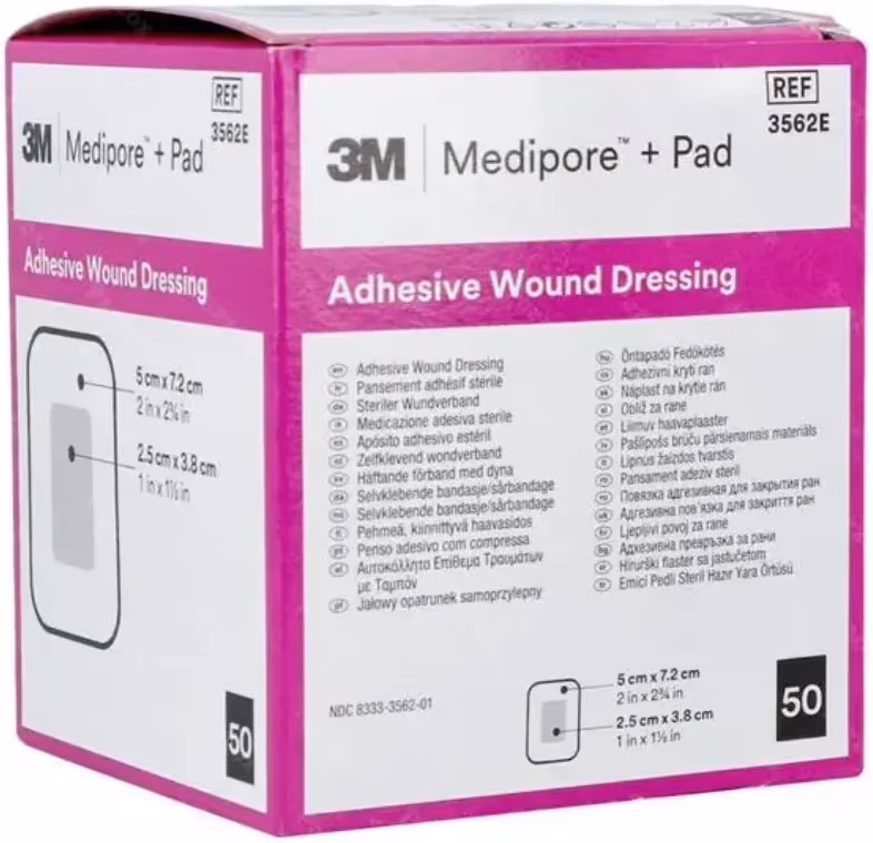 3M Medipore Pad 5x7.25cm 1s pack