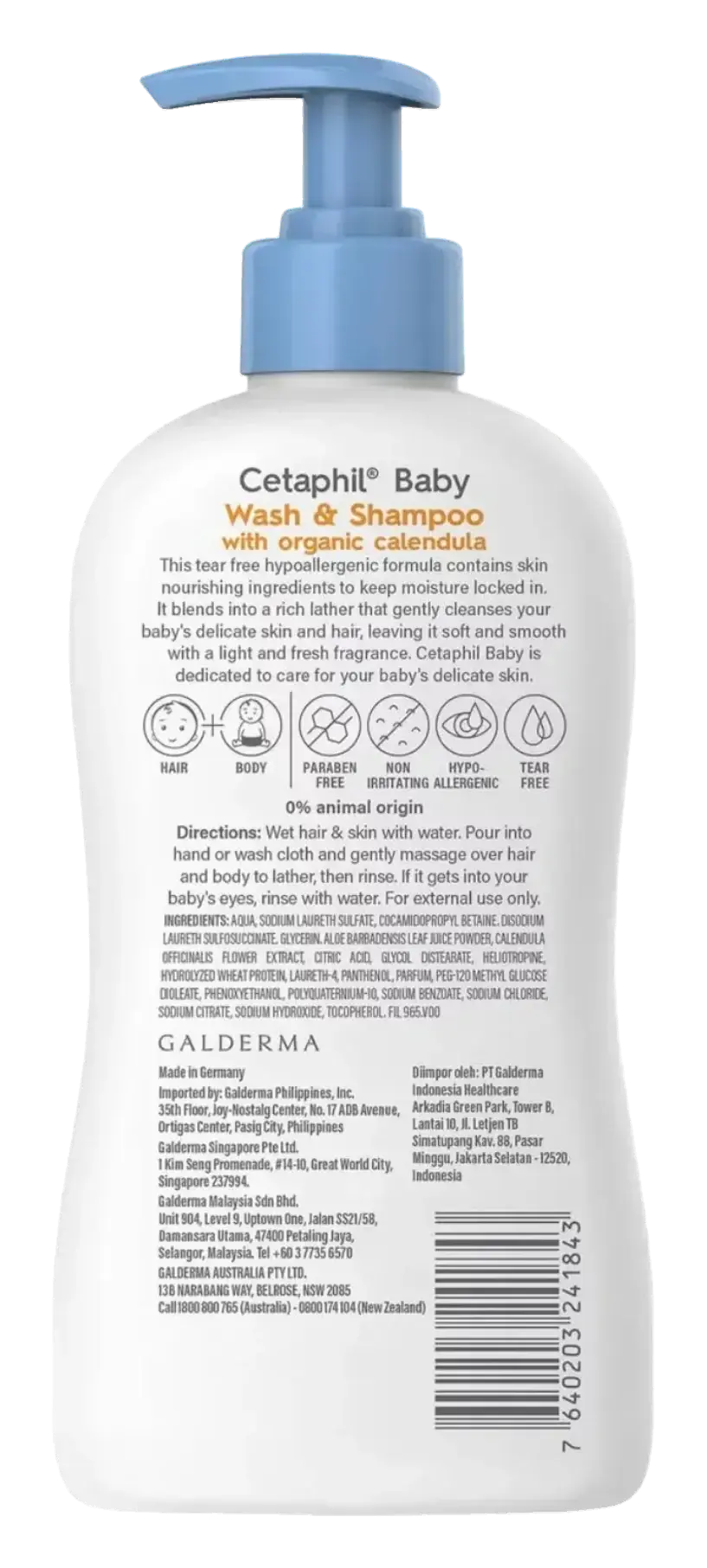 Cetaphil Baby Calendula Gentle Hair & Body Wash with Pump 400ml