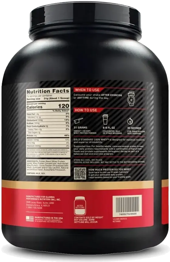 Optimum Nutrition 100% Whey Gold Standard Double Rich Chocolate 5lb