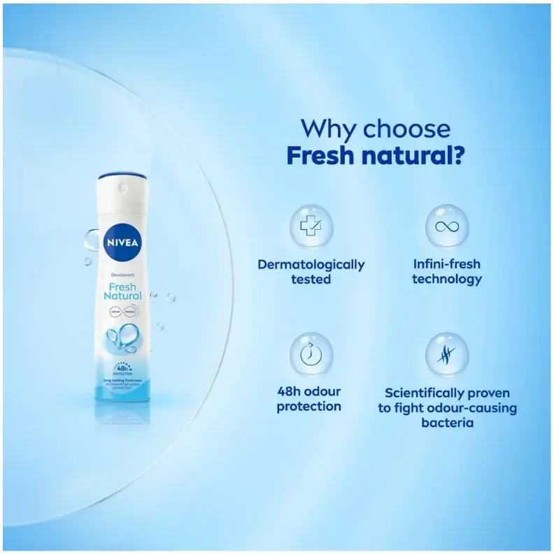 Nivea Deodorant, Fresh Natural, Women, 150 mL