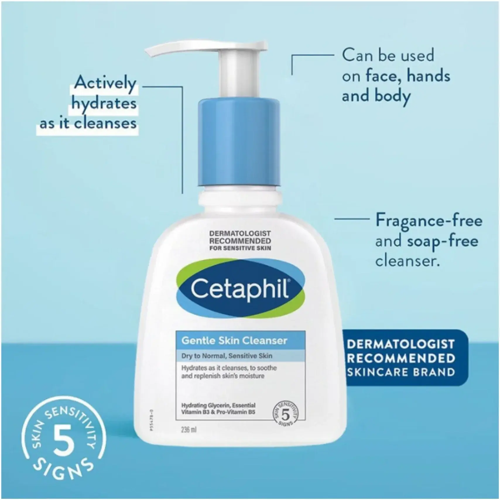 Cetaphil Gentle Non-Irritating Daily Skin Cleanser 236ml