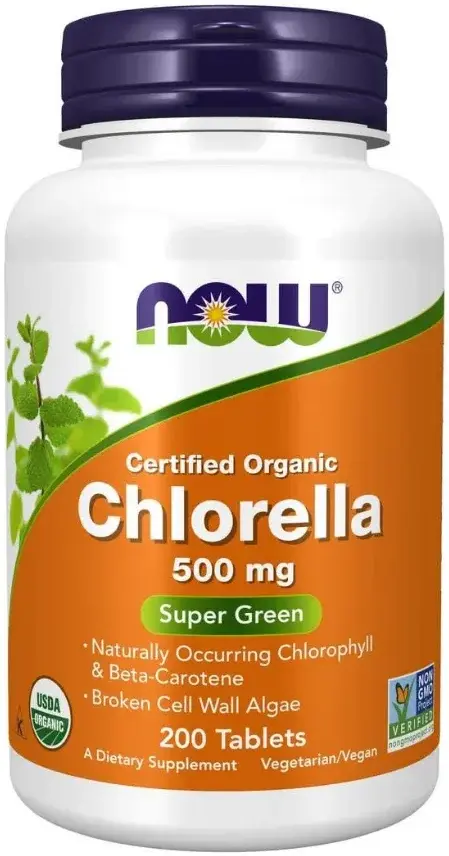 Now Organic Chlorella 500Mg Tabletlet 200 Tablet pack