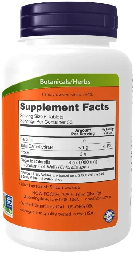 Now Organic Chlorella 500Mg Tabletlet 200 Tablet