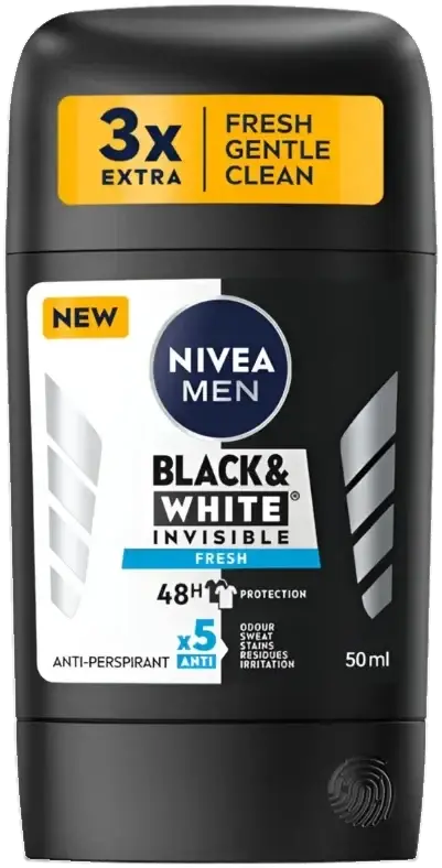 Nivea Deo Stick Black White Invisible For Men 50mL pack