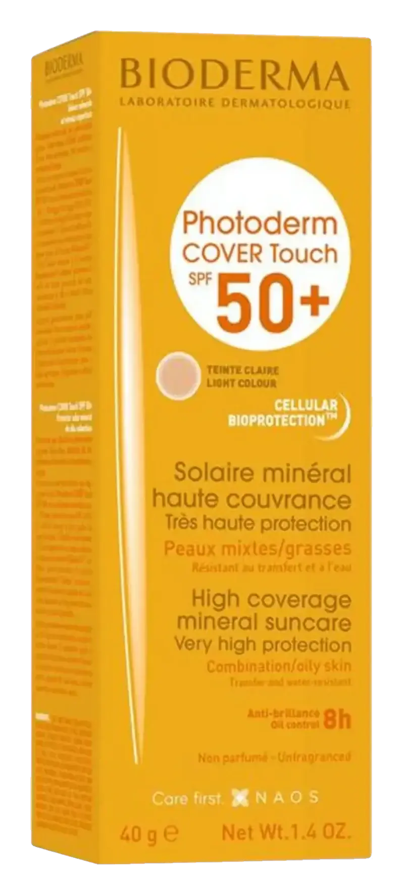 Bioderma Photoderm Cover Touch SPF50+ Light Tinted Sunscreen Foundation 40g pack