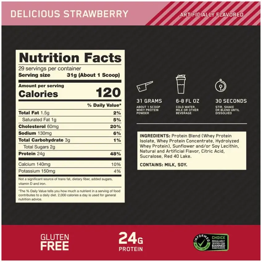Optimum Nutrition 100% Whey Gold Standard Delicious Strawberry 2LB