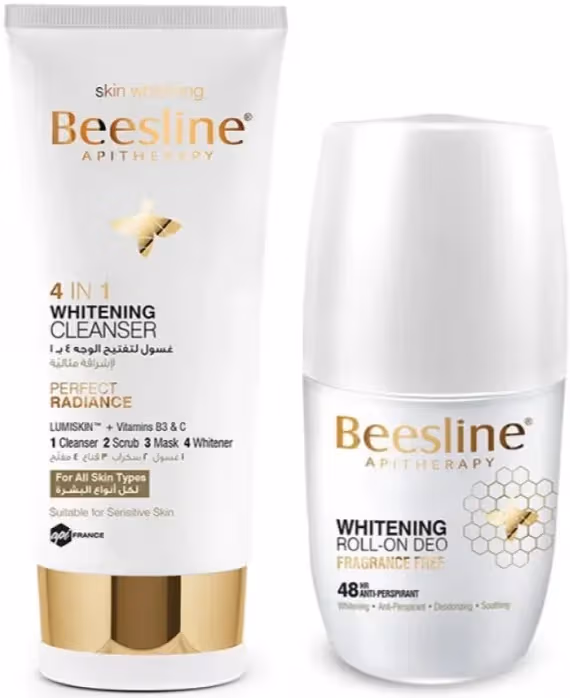Beesline Fragrance Free Whitening Roll-On Deodorant 50 ml and GET FREE 4 In 1 Cleanser Set