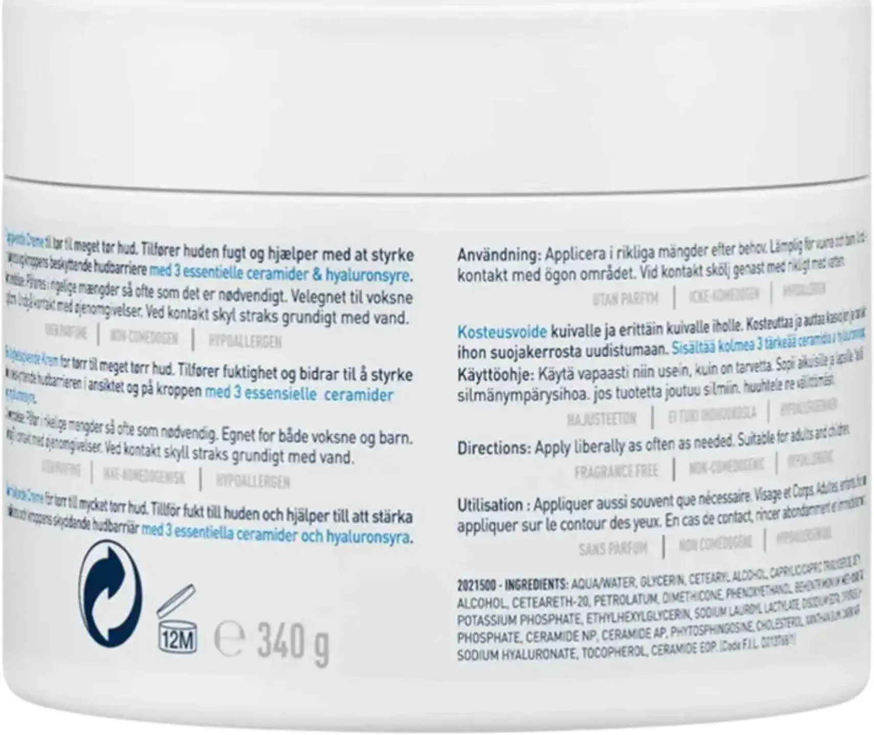 CeraVe Moisturising Cream for Dry to Very Dry Skin 340g